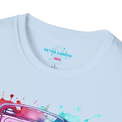 "Portable Dreams: Watercolor Gaming Odyssey Tee"