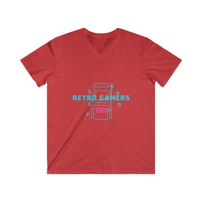 Retro Gamers Den Men's Fitted V-Neck Short Sleeve Tee