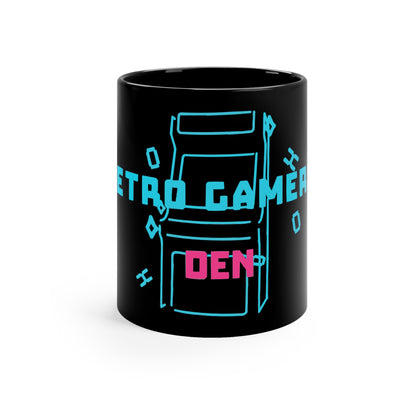 Taza negra Retro Gamers Den de 11 oz