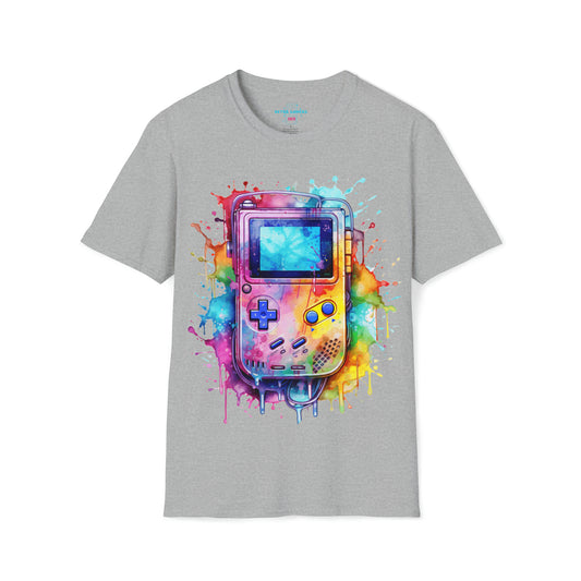 "Portable Dreams: Watercolor Gaming Odyssey Tee"