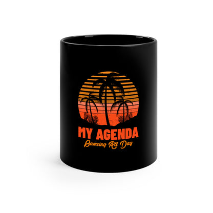 Mi agenda gaming todo el día Taza negra de 11oz