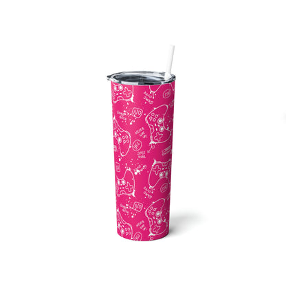 Gamer Girl Pink Skinny Steel Tumbler with Straw, 20oz