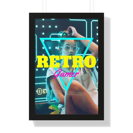 Póster vertical enmarcado de jugador retro 