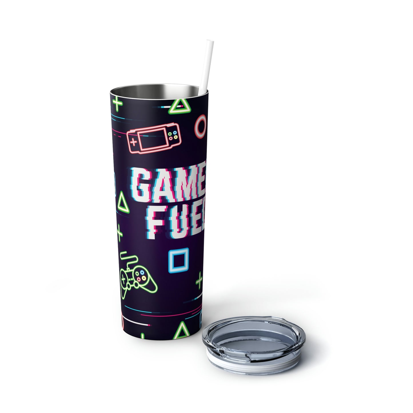 Vaso de acero delgado con pajita Gamer Fuel, 20 oz 